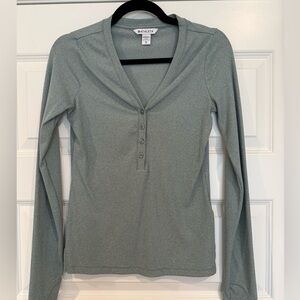 Athleta Long Sleeve Henley Top in Sage